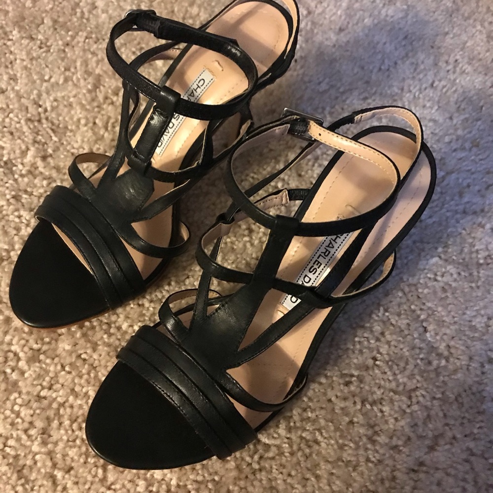 NWOB charles david high heel sandals black 6M